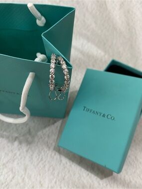 Tiffany & Co. Crystal-Embellished Silver Hoop Earrings in Turquoise